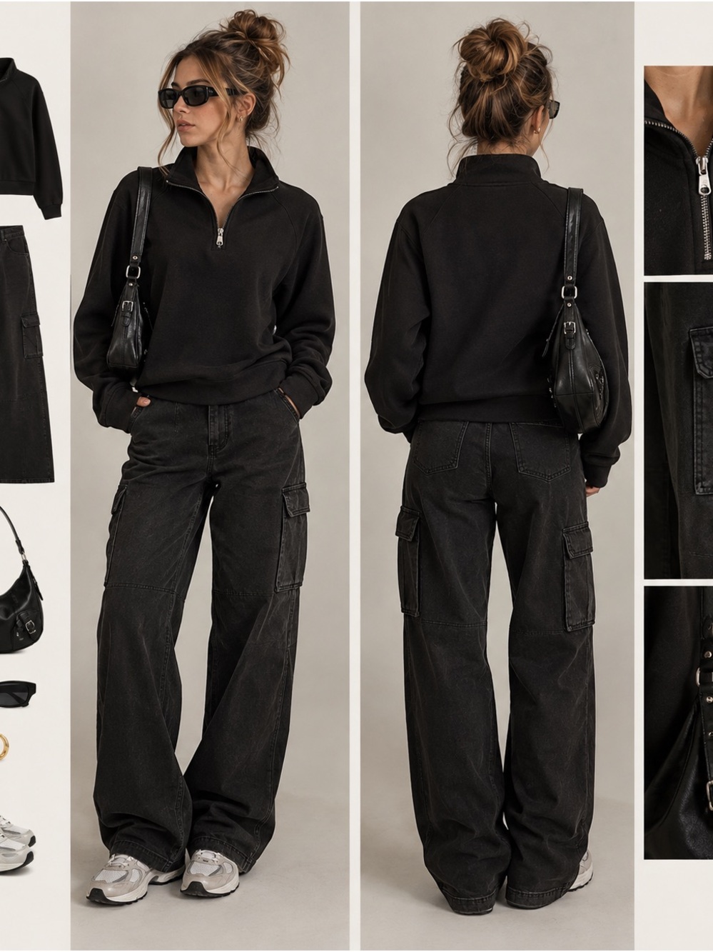 Kyodan Black Zip-Up Mock Neck Sweater